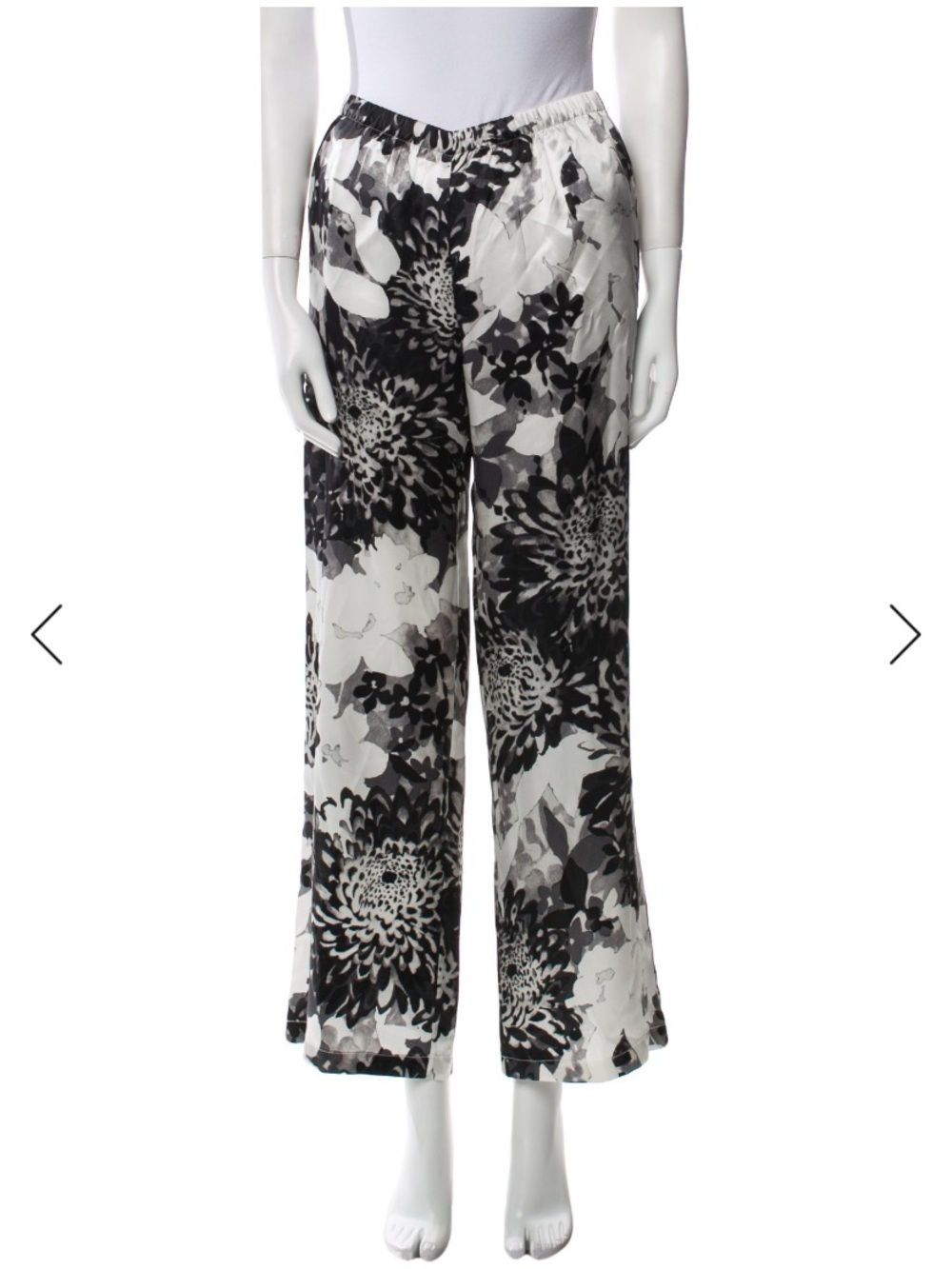 Marie France Van Damme 
Monochrome Floral Wide-Leg Pants - Black & White SZ 0